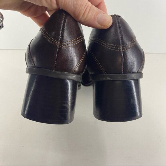 Hush Puppies Brown Leather Square Toe Heel women’s Size 8M - Picture 9 of 10